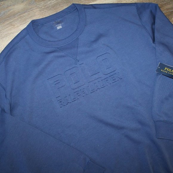 NWT POLO RALPH LAUREN MEN'S CREW NECK FLEECE SWEATSHIRT NAVY BLUE $148 - Picture 3 of 6